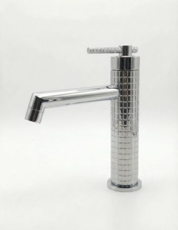 Milled 304 Stainless Steel Basin Faucet (Large Grid Pattern)